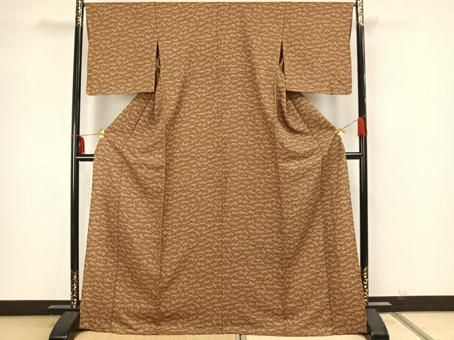 平和屋着物▽上質な小紋 単衣 風景文 ロング丈 正絹 逸品 AAAZ1711fy