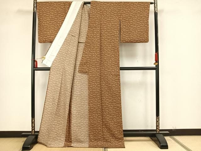 平和屋着物▽上質な小紋 単衣 風景文 ロング丈 正絹 逸品 AAAZ1711fy