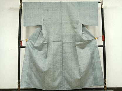 平和屋着物▽上質な紬　単衣　霞文　正絹　逸品　AAAZ1712fy