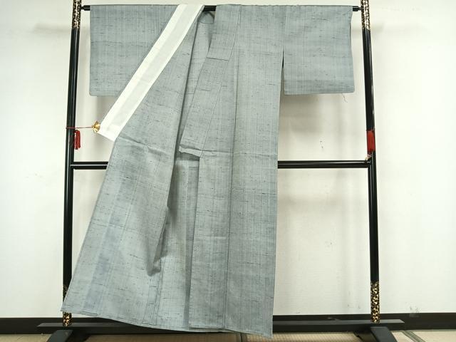 平和屋着物▽上質な紬　単衣　霞文　正絹　逸品　AAAZ1712fy