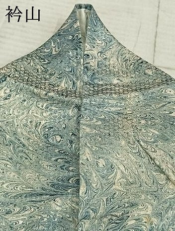 平和屋着物▽上質な小紋 単衣 墨流し文様 正絹 逸品 AAAZ1714fy