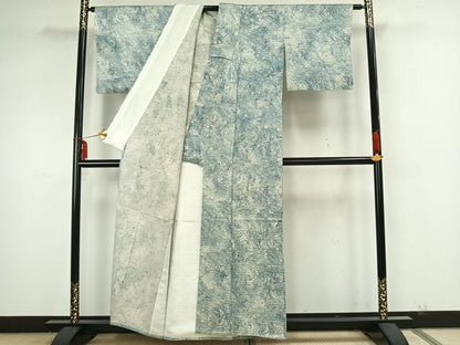 平和屋着物▽上質な小紋 単衣 墨流し文様 正絹 逸品 AAAZ1714fy