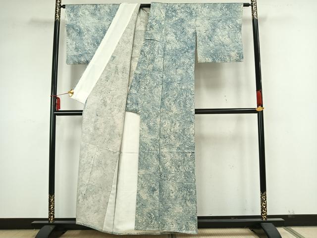 平和屋着物▽上質な小紋 単衣 墨流し文様 正絹 逸品 AAAZ1714fy