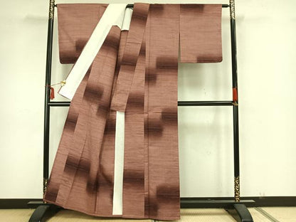 平和屋着物▽上質な紬 単衣 横縞 正絹 逸品 未使用 AAAZ1715fy
