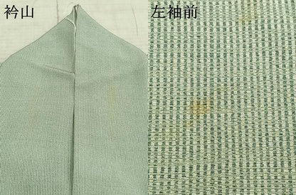 平和屋着物▽無形文化財 小紋師 内田秀一 江戸小紋 単衣 万筋 緑色×白色 正絹 逸品 AAAZ1716fy