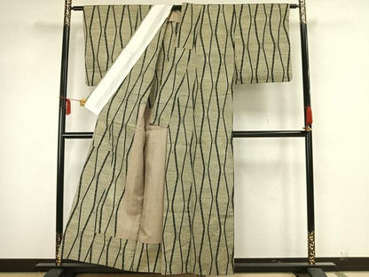 平和屋着物▽上質な紬 単衣 立涌文 正絹 逸品 AAAZ1717fy