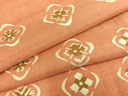 平和屋着物▽上質な紬　単衣　花菱文　正絹　逸品　AAAZ1718fy
