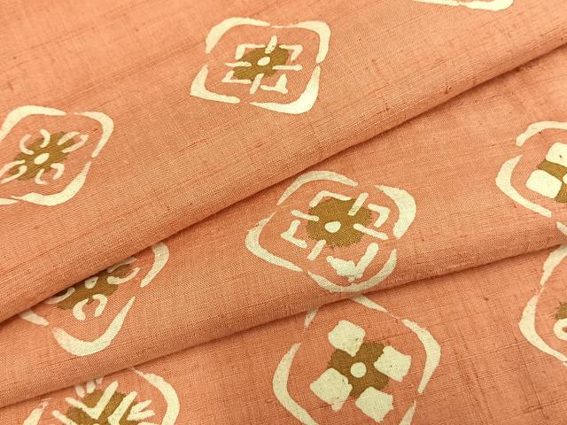 平和屋着物▽上質な紬　単衣　花菱文　正絹　逸品　AAAZ1718fy