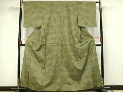 平和屋着物▽上質な紬 単衣 縞 正絹 逸品 AAAZ1720fy