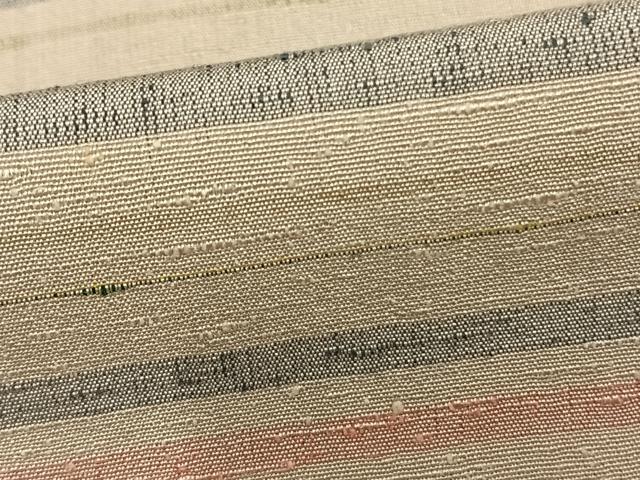 平和屋着物▽上質な紬 単衣 横縞 正絹 逸品 AAAZ1721fy
