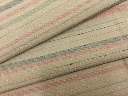 平和屋着物▽上質な紬 単衣 横縞 正絹 逸品 AAAZ1721fy