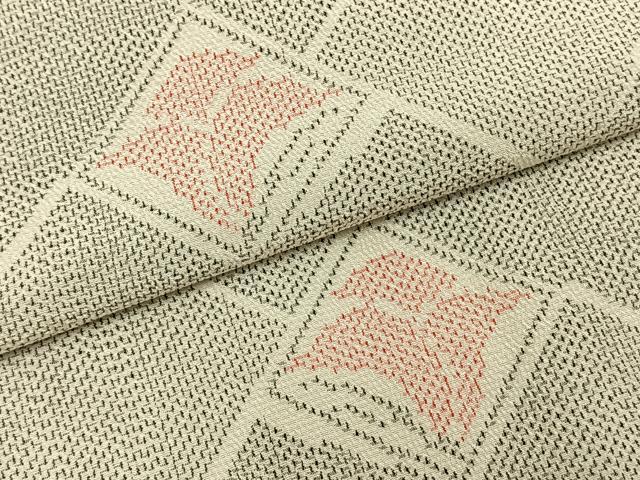 平和屋着物▽本塩沢 単衣 菱花文 正絹 逸品 AAAZ1723fy