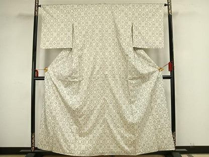 平和屋着物▽本場染大島紬 単衣 立涌花文 正絹 逸品 AAAZ1724fy