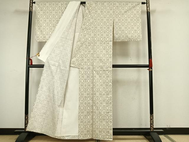 平和屋着物▽本場染大島紬 単衣 立涌花文 正絹 逸品 AAAZ1724fy