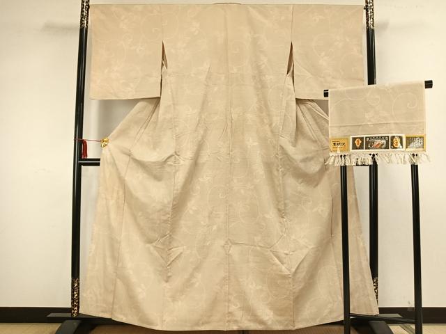 平和屋着物▽本塩沢 単衣 110亀甲 南天文 証紙付き 正絹 逸品 AAAZ1727fy