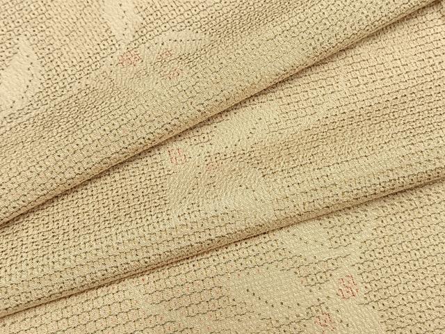 平和屋着物▽本塩沢 単衣 110亀甲 南天文 証紙付き 正絹 逸品 AAAZ1727fy