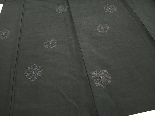 平和屋着物▽上質な紬 単衣 吉祥花文 正絹 逸品 AAAZ1733fy