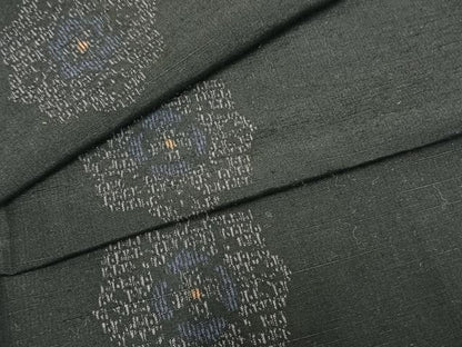 平和屋着物▽上質な紬 単衣 吉祥花文 正絹 逸品 AAAZ1733fy