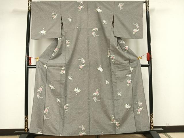 平和屋着物▽小紋 単衣 草花文 洗える着物 AAAZ1735fy