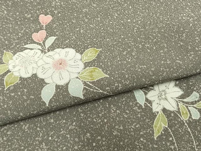 平和屋着物▽小紋 単衣 草花文 洗える着物 AAAZ1735fy