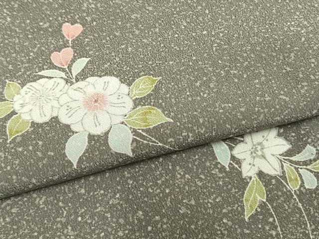 平和屋着物▽小紋 単衣 草花文 洗える着物 AAAZ1735fy