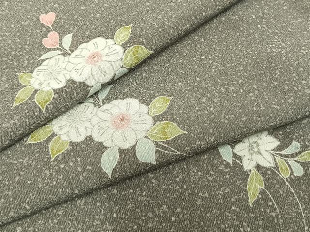 平和屋着物▽小紋 単衣 草花文 洗える着物 AAAZ1735fy