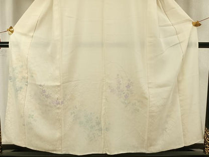 平和屋着物▽訪問着 無双 紗袷 紗×絽 手描き 草花文 金糸 正絹 逸品 AAAZ1736fy