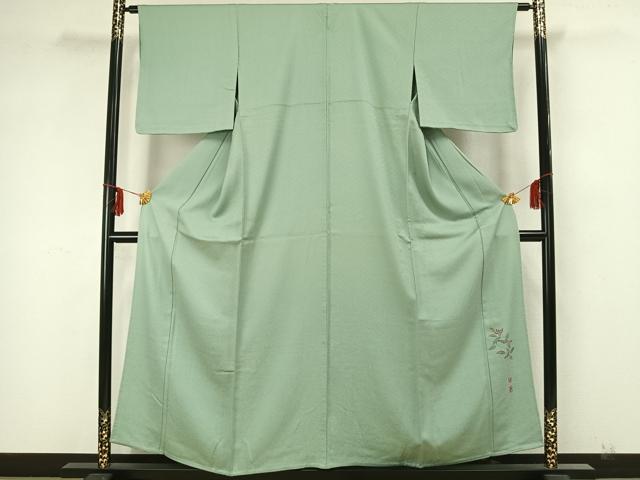 平和屋着物▽京加賀友禅　百貫達雄監修　訪問着　単衣　南天文　正絹　逸品　AAAZ1737fy