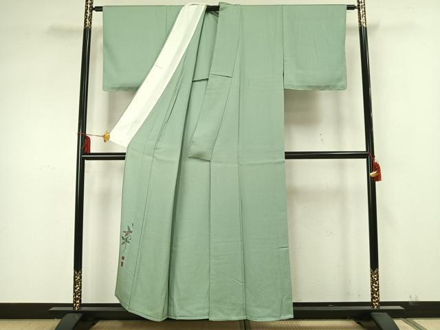 平和屋着物▽京加賀友禅　百貫達雄監修　訪問着　単衣　南天文　正絹　逸品　AAAZ1737fy