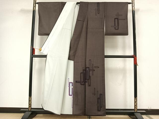 平和屋着物▽訪問着 無双 紗袷 紗×絽 幾何学文 正絹 逸品 AAAZ1738fy