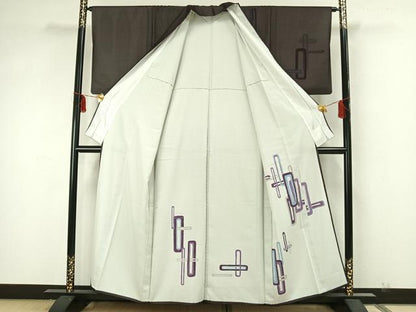平和屋着物▽訪問着 無双 紗袷 紗×絽 幾何学文 正絹 逸品 AAAZ1738fy