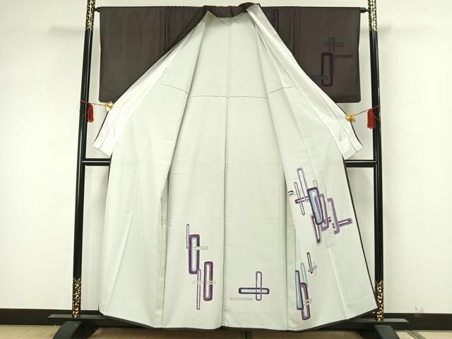 平和屋着物▽訪問着 無双 紗袷 紗×絽 幾何学文 正絹 逸品 AAAZ1738fy