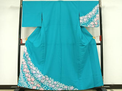 平和屋着物▽訪問着 単衣 舞花文 金彩 正絹 逸品 AAAZ1739fy