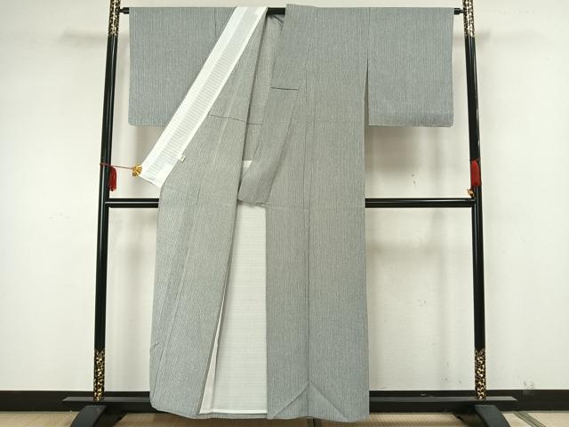 平和屋着物▽小紋　単衣　縞　洗える着物　未使用　AAAZ1741fy