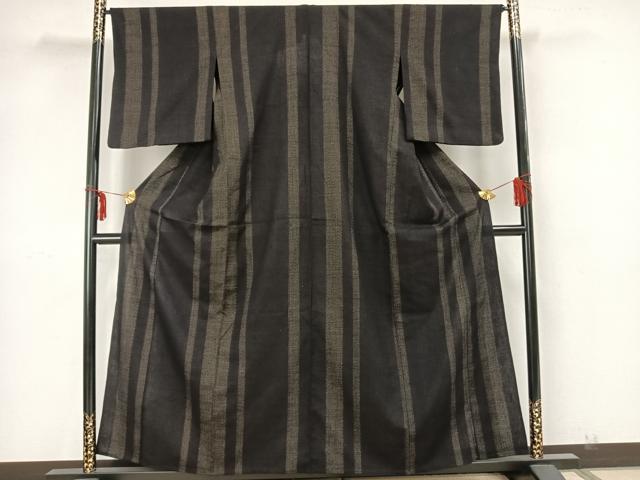 平和屋着物▽上質な紬 単衣 80亀甲 間道 正絹 逸品 AAAZ1744fy