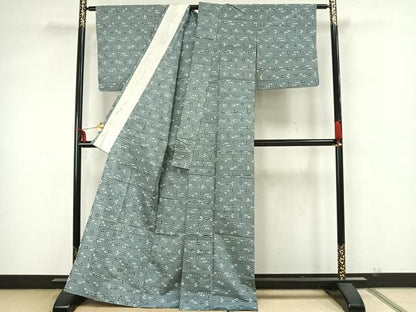 平和屋着物▽上質な紬　単衣　琉球絣　正絹　逸品　AAAZ1745fy