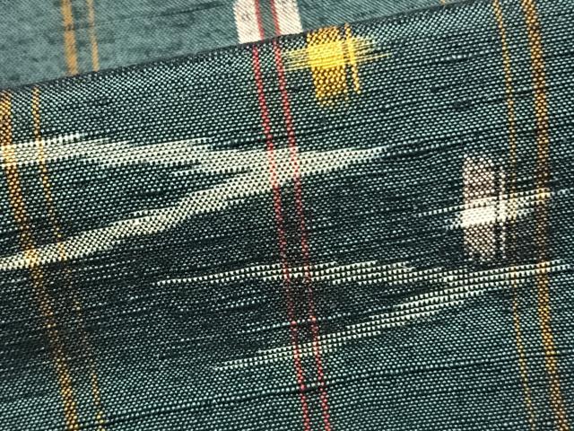 平和屋着物▽上質な紬 単衣 幾何学文様 正絹 逸品 AAAZ1747fy