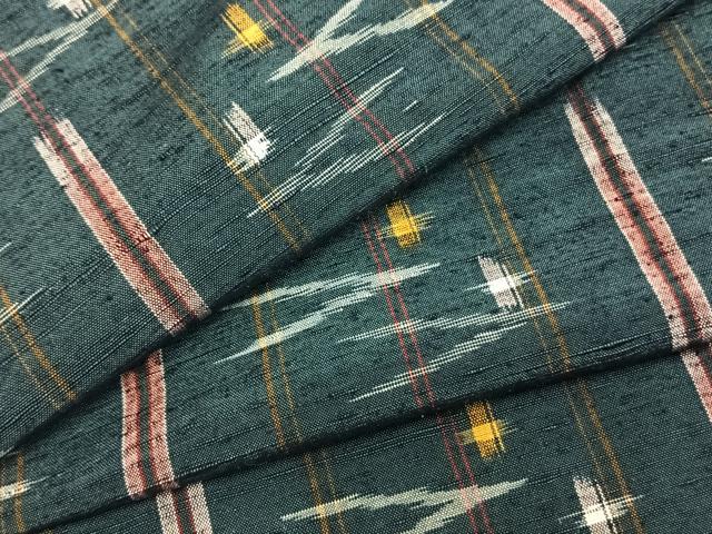 平和屋着物▽上質な紬 単衣 幾何学文様 正絹 逸品 AAAZ1747fy