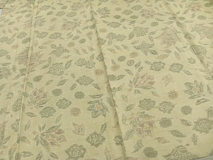 平和屋着物▽上質な紬 単衣 草花文 正絹 逸品 AAAZ1749fy