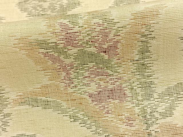 平和屋着物▽上質な紬 単衣 草花文 正絹 逸品 AAAZ1749fy