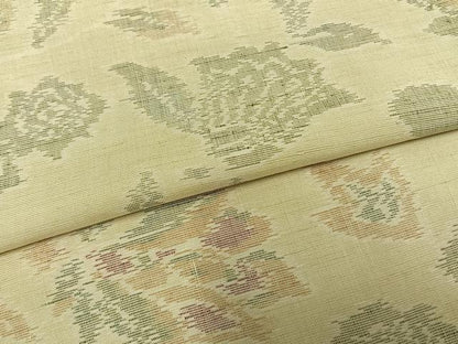 平和屋着物▽上質な紬 単衣 草花文 正絹 逸品 AAAZ1749fy