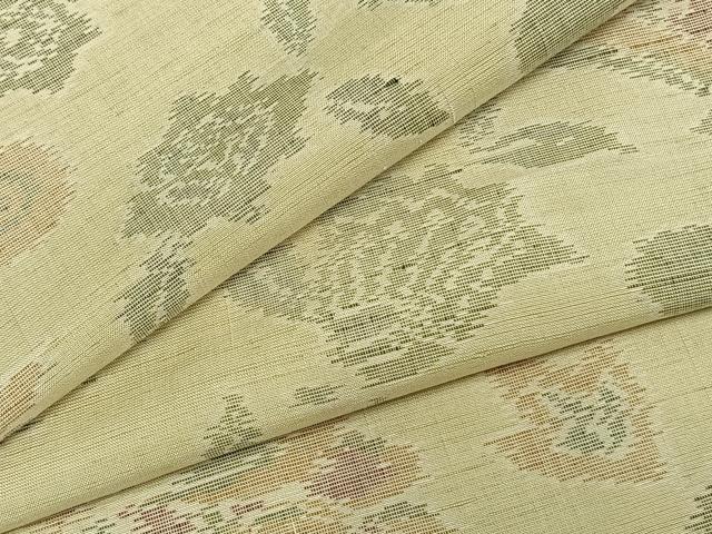 平和屋着物▽上質な紬 単衣 草花文 正絹 逸品 AAAZ1749fy