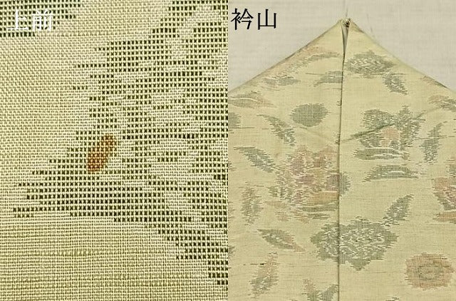 平和屋着物▽上質な紬 単衣 草花文 正絹 逸品 AAAZ1749fy