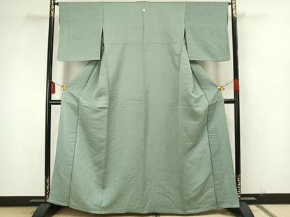平和屋着物▽上質な色無地 単衣 草花地紋 裏葉柳色 正絹 逸品 AAAZ1752fy