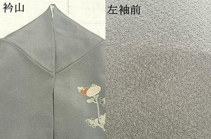 平和屋着物▽訪問着 単衣 作家物 駒刺繍 草花文 金彩 正絹 逸品 AAAZ1756fy