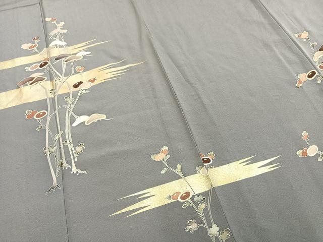 平和屋着物▽訪問着 単衣 作家物 駒刺繍 草花文 金彩 正絹 逸品 AAAZ1756fy
