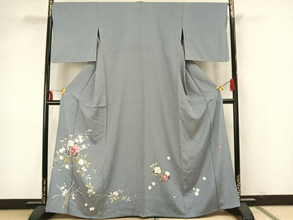 平和屋着物▽訪問着 単衣 作家物 草花文 正絹 逸品 AAAZ1757fy