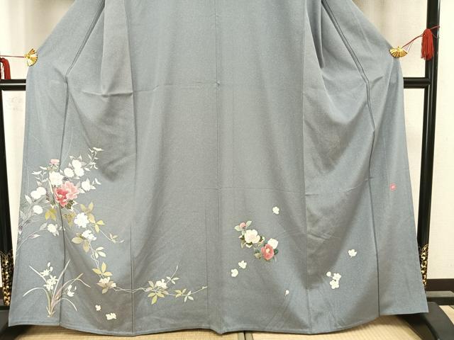 平和屋着物▽訪問着 単衣 作家物 草花文 正絹 逸品 AAAZ1757fy
