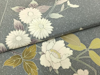 平和屋着物▽訪問着 単衣 作家物 草花文 正絹 逸品 AAAZ1757fy