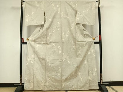 平和屋着物▽本場大島紬 白大島 単衣 熨斗花文 正絹 逸品 AAAZ1758fy